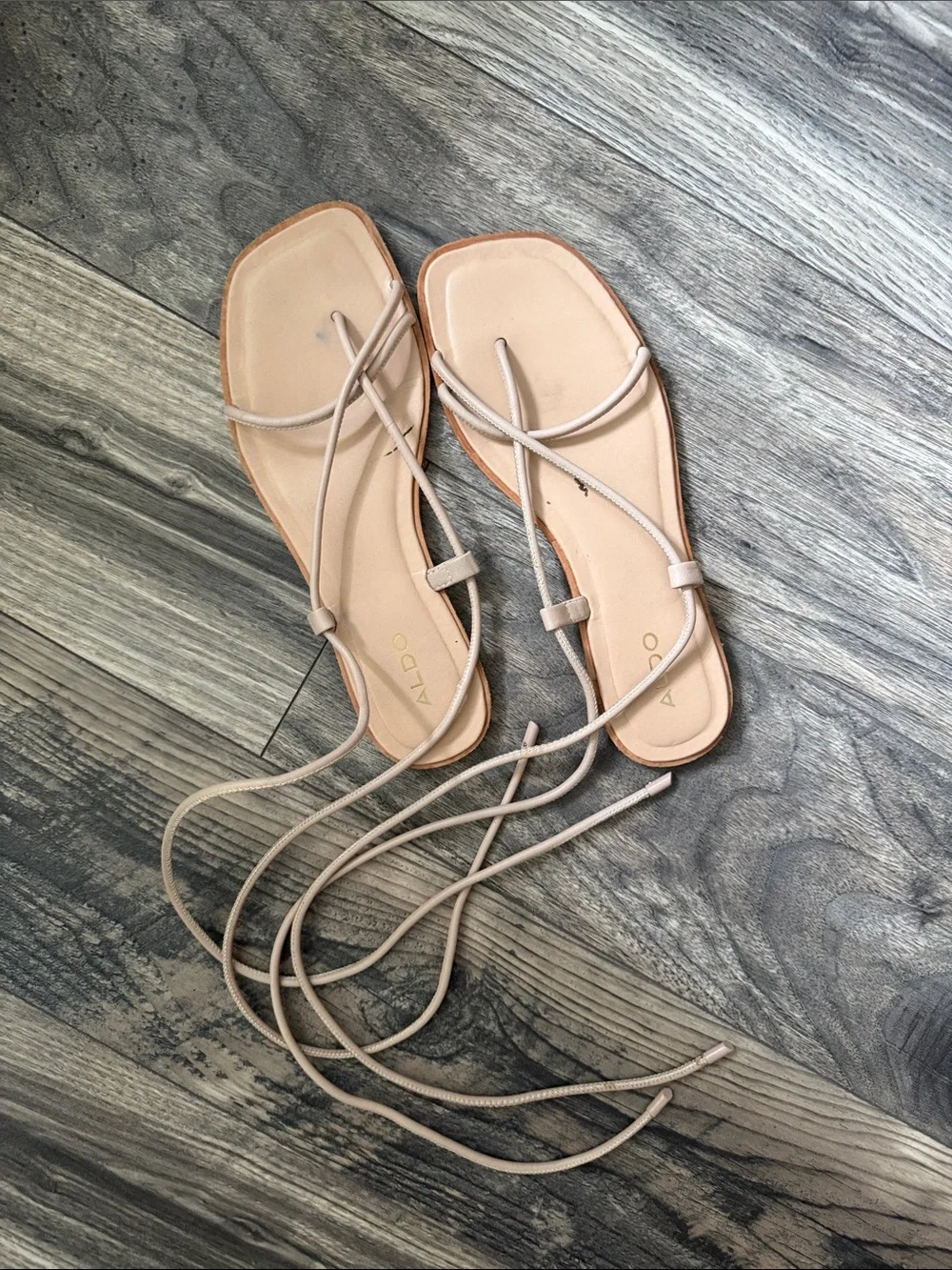 ALDO Nude Lace-Up Strappy Sandals